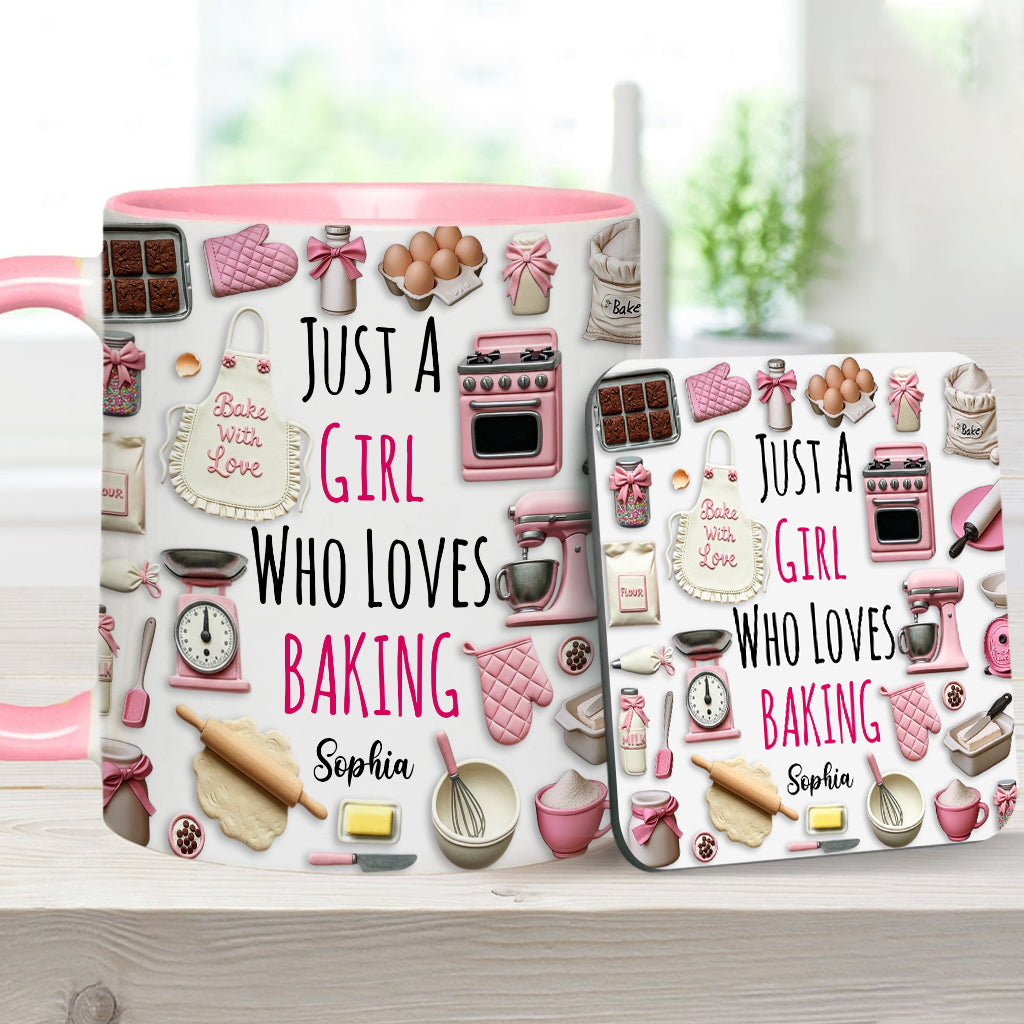 Just A Girl Who Loves Baking - Personalized Baking Accent Mug
