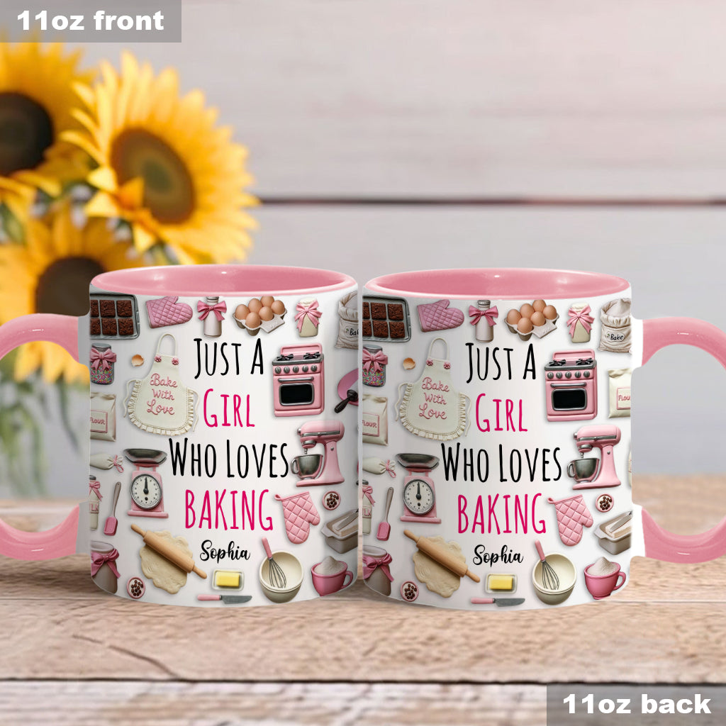 Just A Girl Who Loves Baking - Personalized Baking Accent Mug