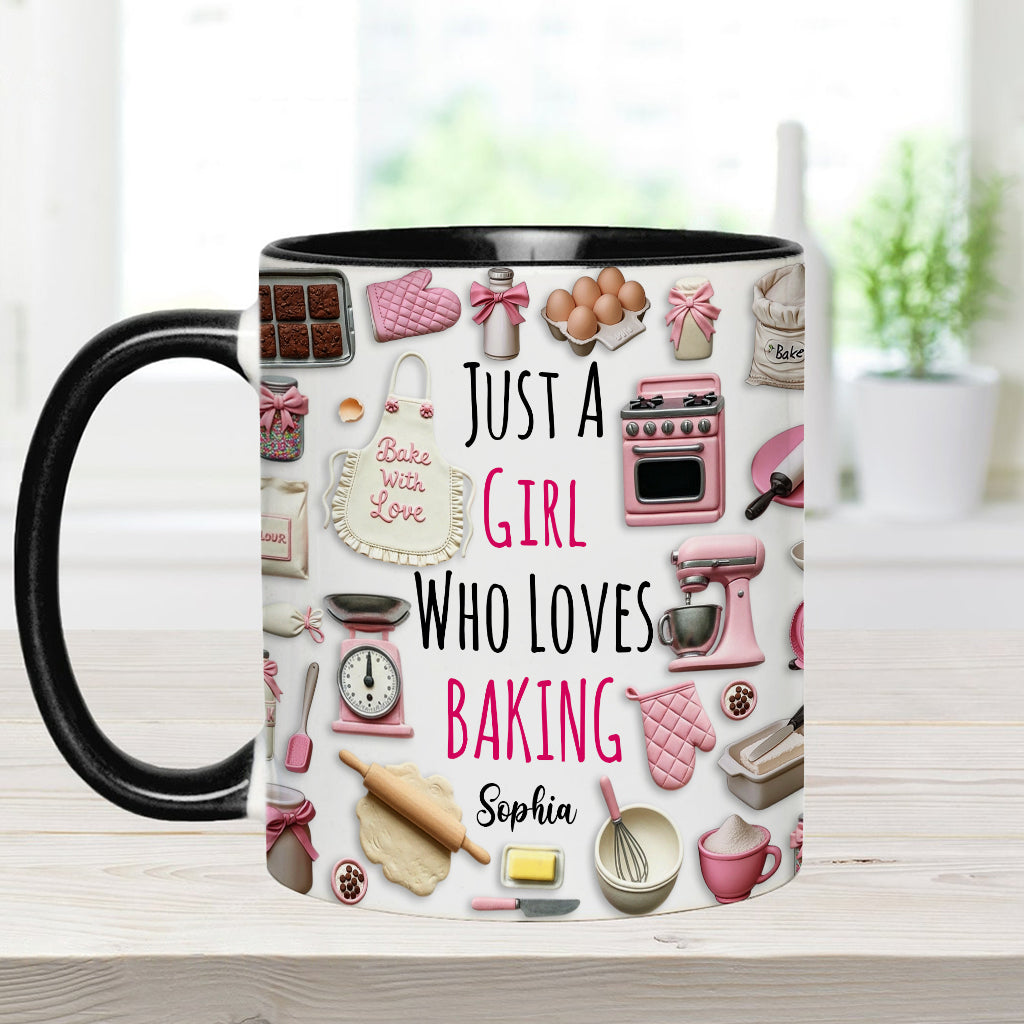 Just A Girl Who Loves Baking - Personalized Baking Accent Mug