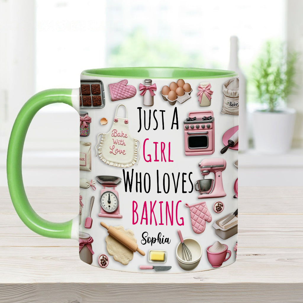 Just A Girl Who Loves Baking - Personalized Baking Accent Mug