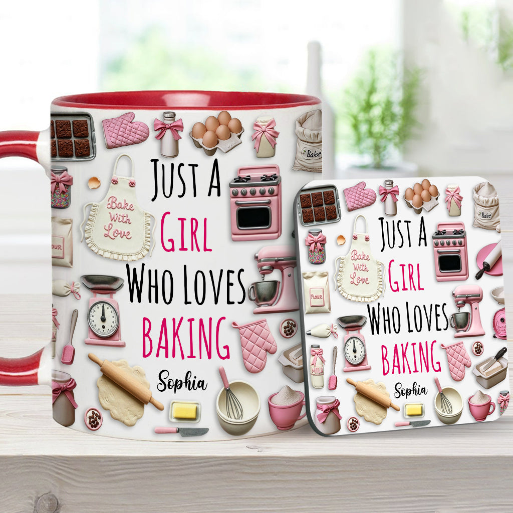 Just A Girl Who Loves Baking - Personalized Baking Accent Mug