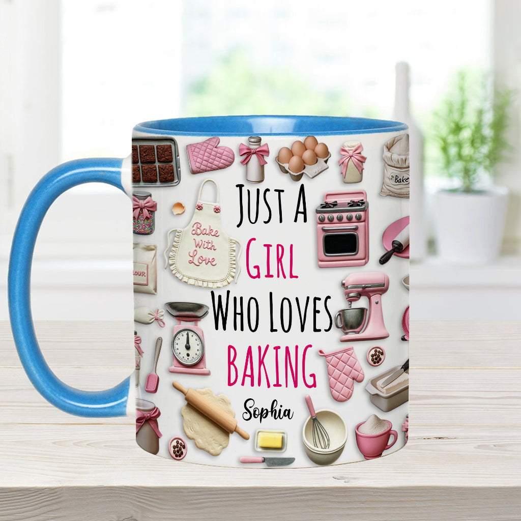 Just A Girl Who Loves Baking - Personalized Baking Accent Mug