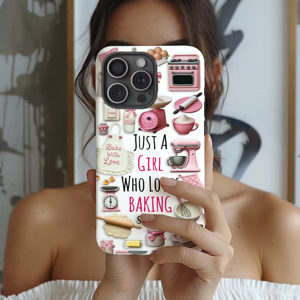 Une fille qui adore pâtisser - Coque de téléphone personnalisée avec impression intégrale sur le thème de la pâtisserie