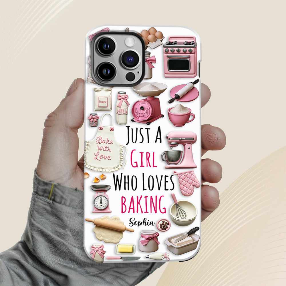 Une fille qui adore pâtisser - Coque de téléphone personnalisée avec impression intégrale sur le thème de la pâtisserie
