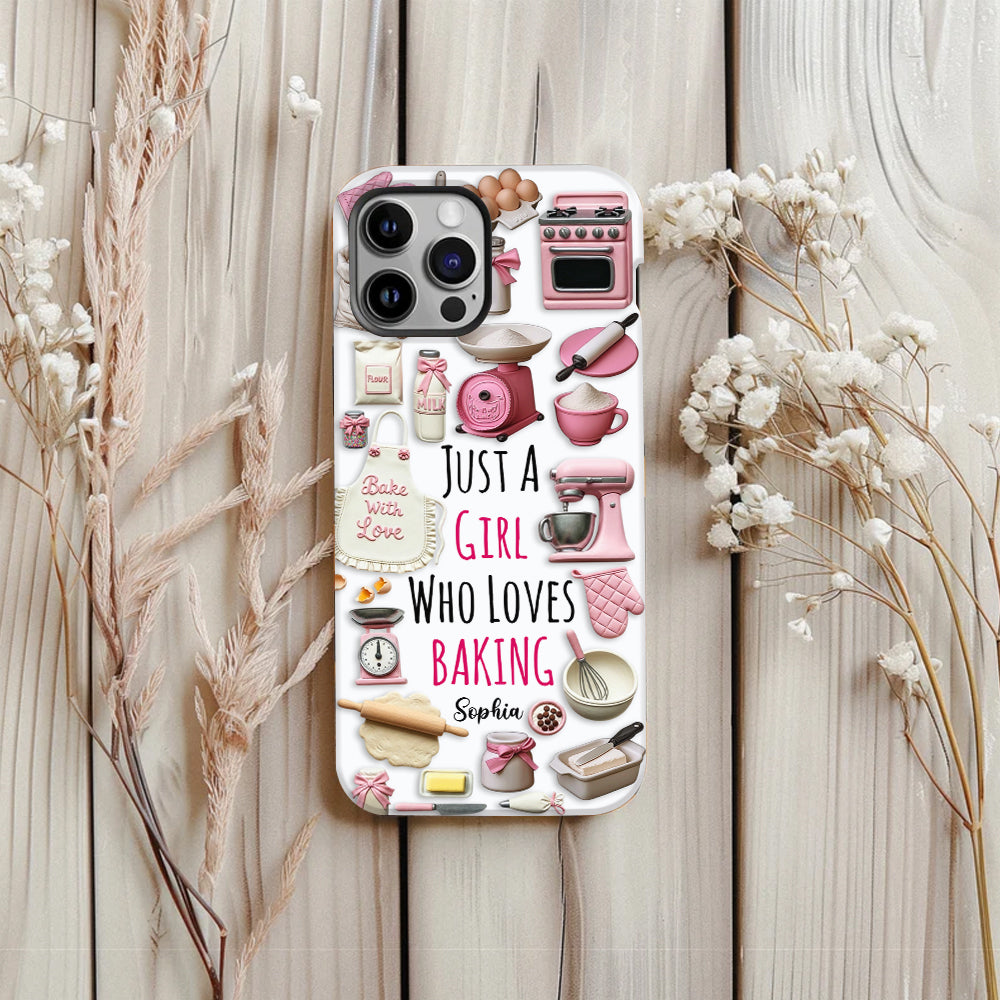 Une fille qui adore pâtisser - Coque de téléphone personnalisée avec impression intégrale sur le thème de la pâtisserie