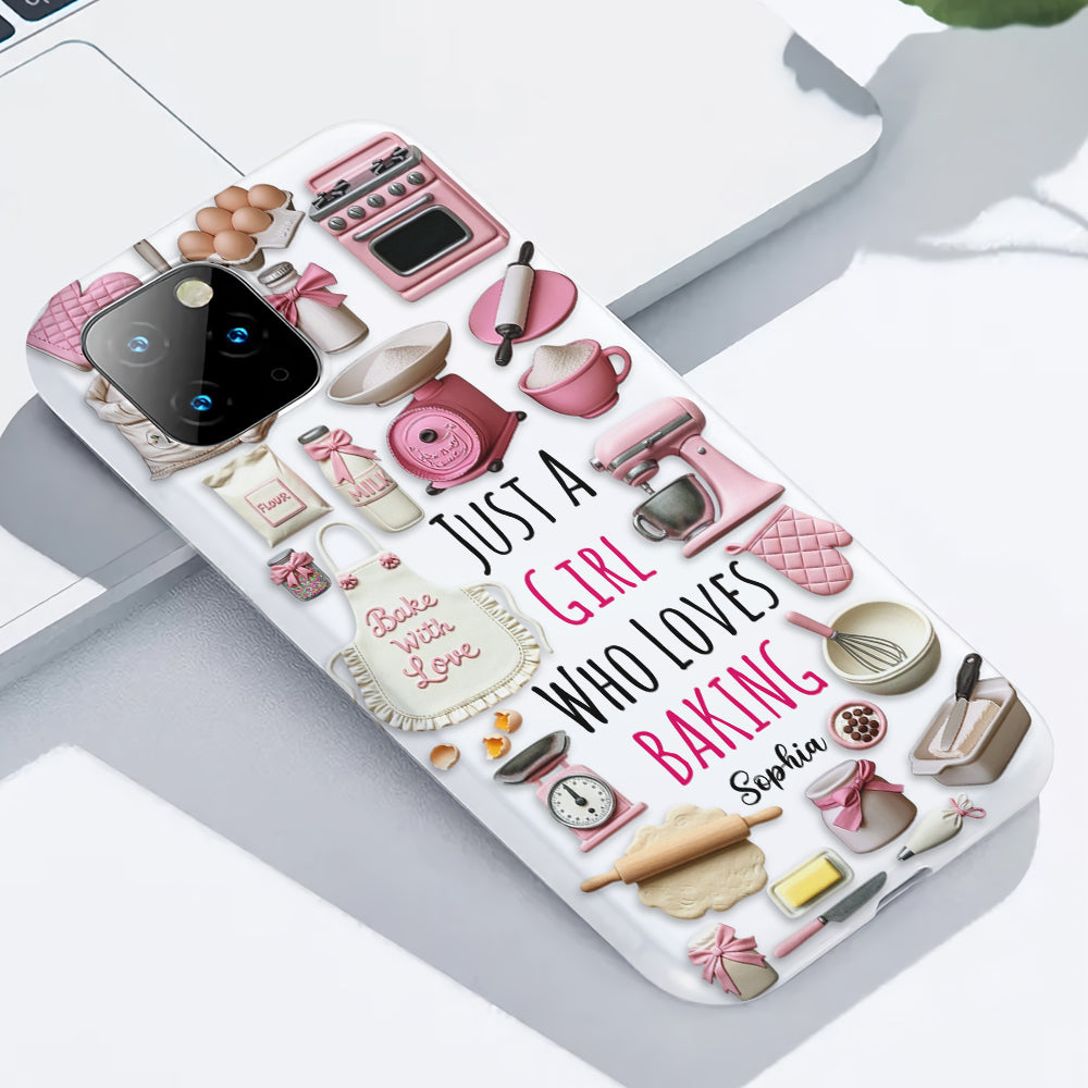 Une fille qui adore pâtisser - Coque de téléphone personnalisée avec impression intégrale sur le thème de la pâtisserie