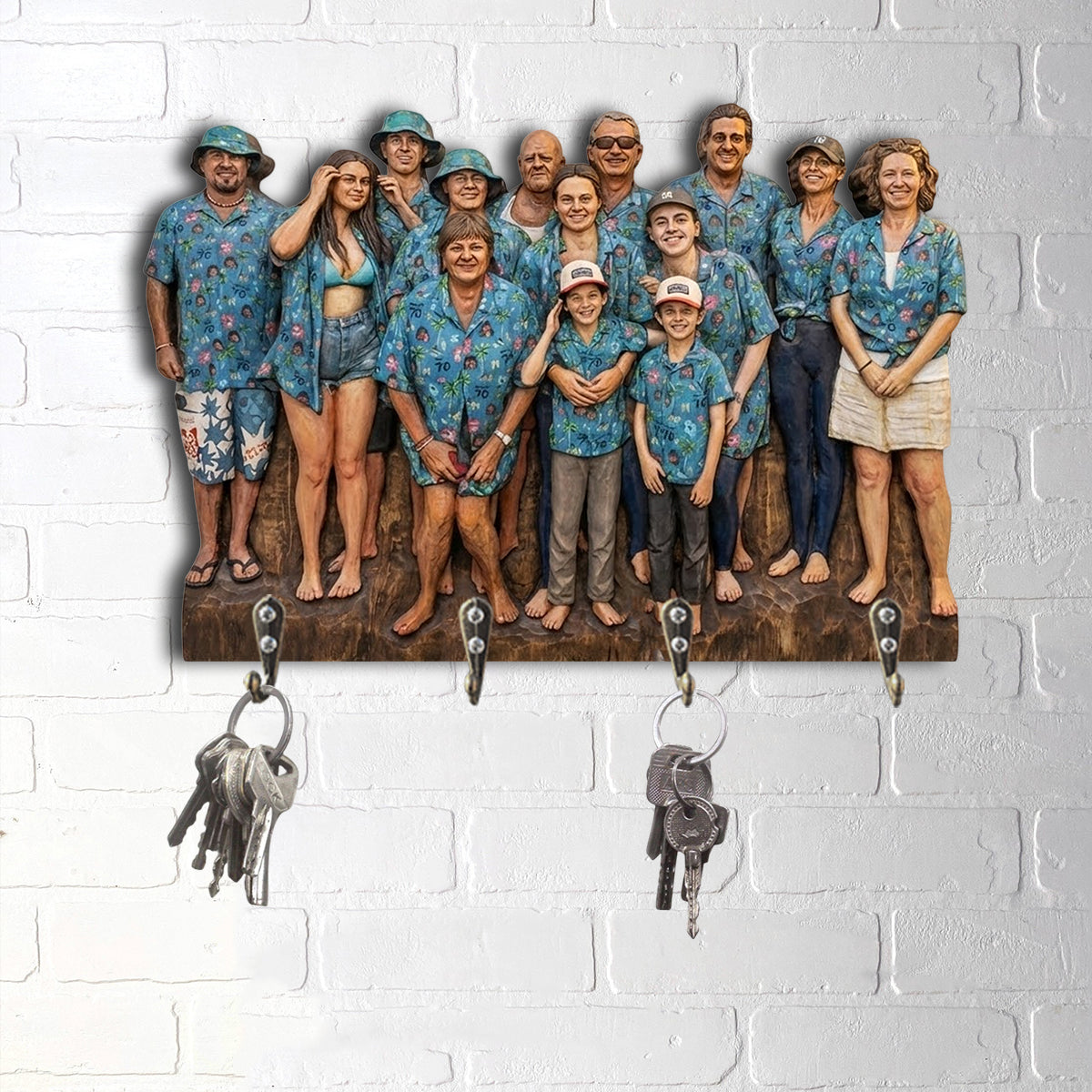 Porte-manteau mural personnalisé à partir de n'importe quelle photo - Modèle familial sur mesure