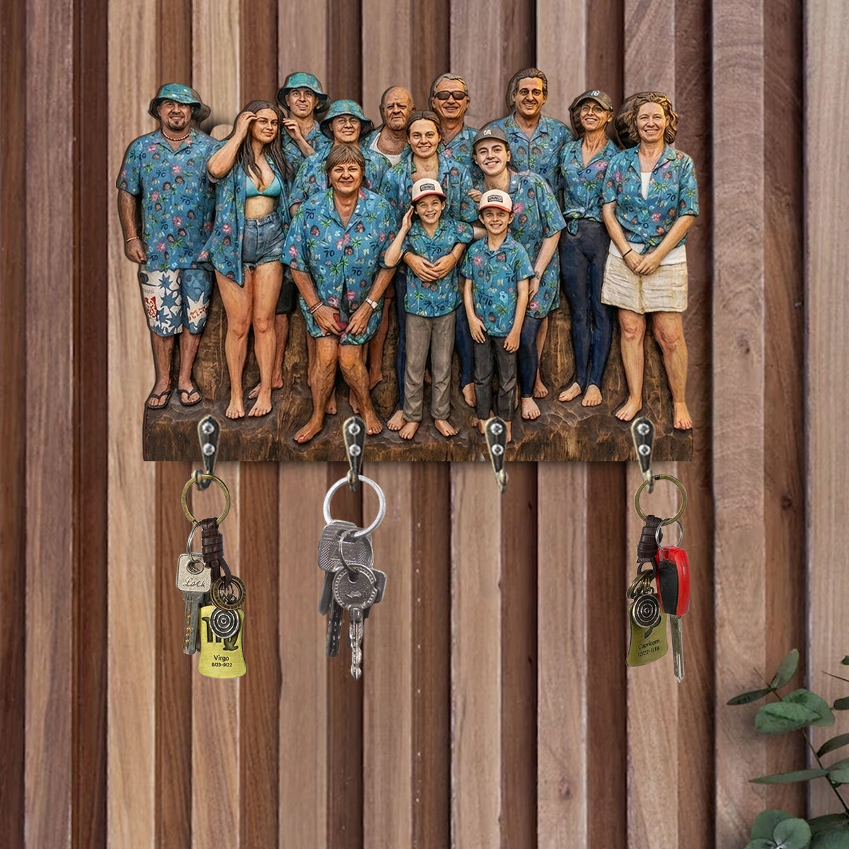 Porte-manteau mural personnalisé à partir de n'importe quelle photo - Modèle familial sur mesure