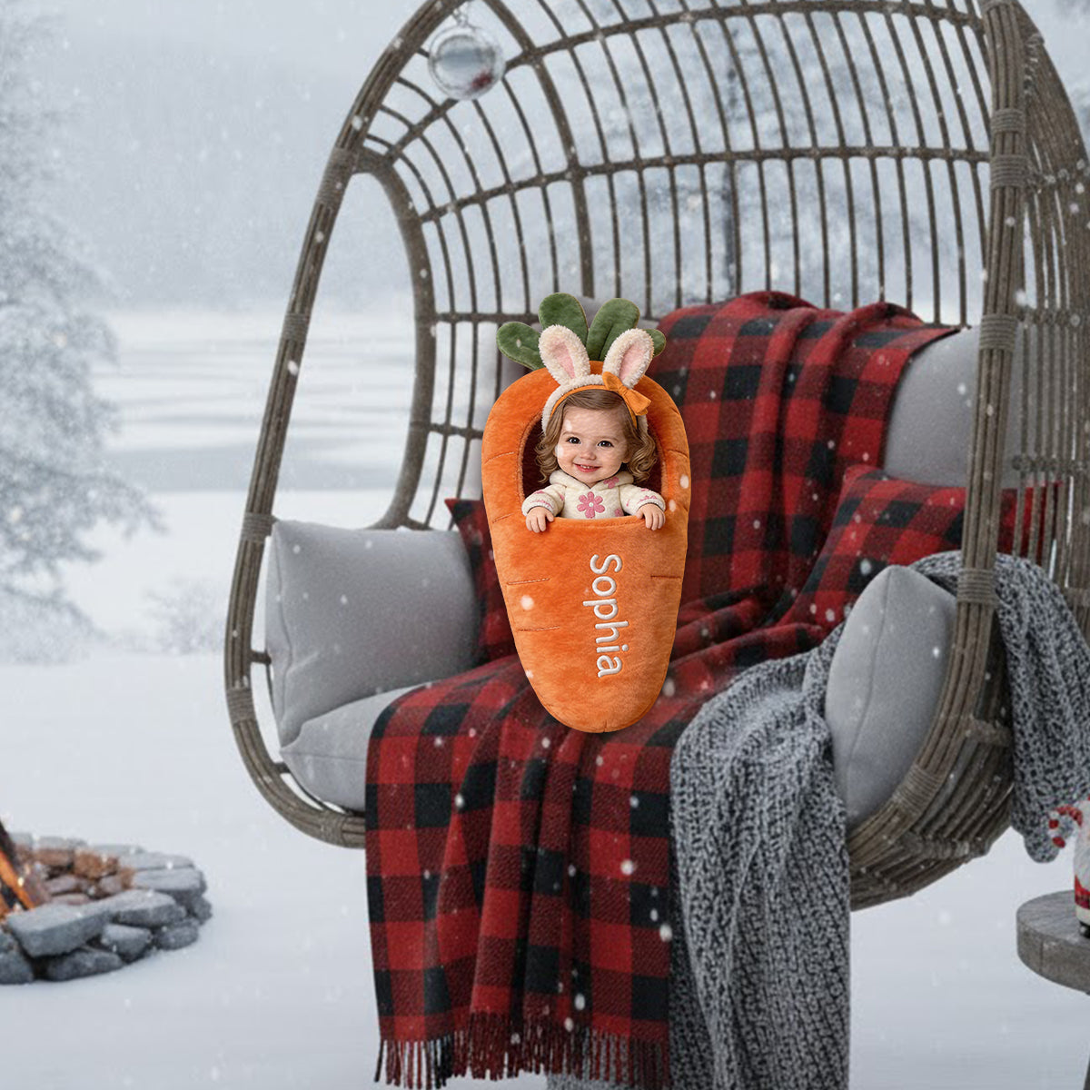 Custom Any Photo Best Easter Gift - Personalized Kid Premium Faux Fur Pillow