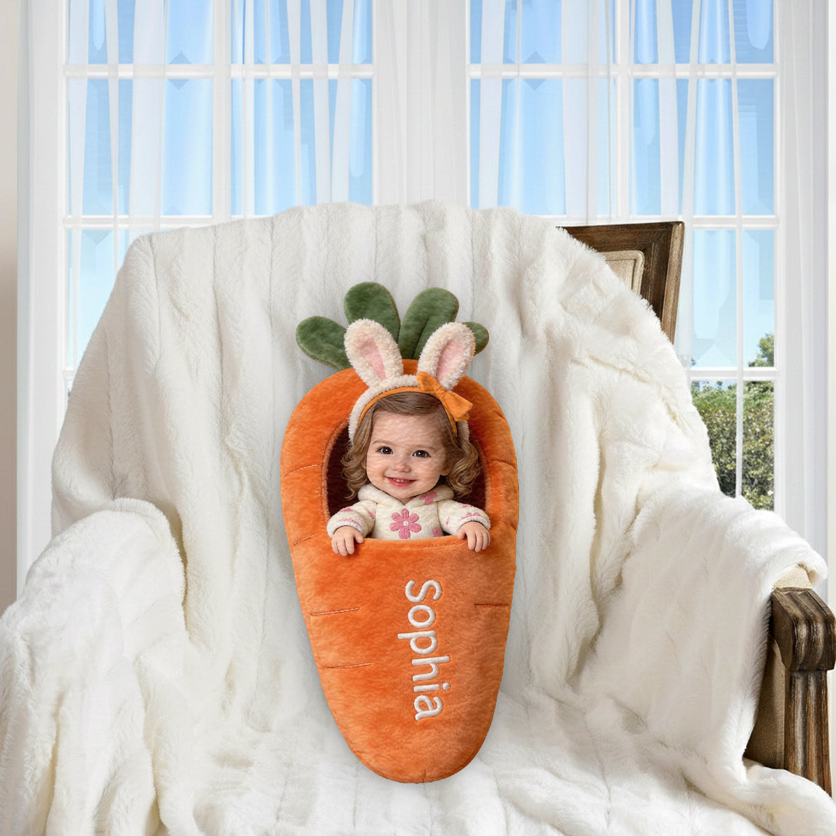 Custom Any Photo Best Easter Gift - Personalized Kid Premium Faux Fur Pillow