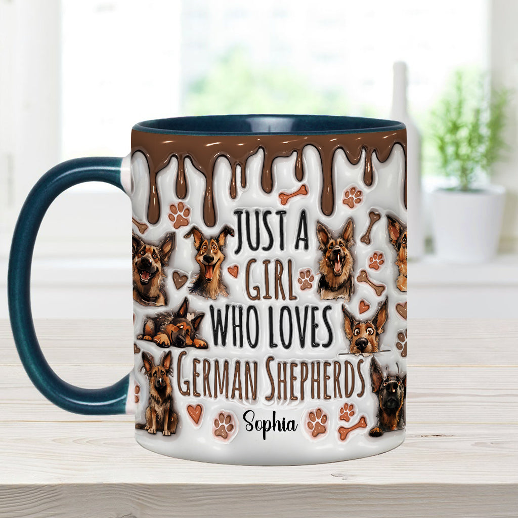 Mug personnalisé « Juste une fille qui adore les bergers allemands » avec motif berger allemand
