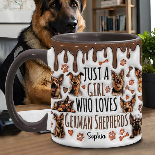 Mug personnalisé « Juste une fille qui adore les bergers allemands » avec motif berger allemand