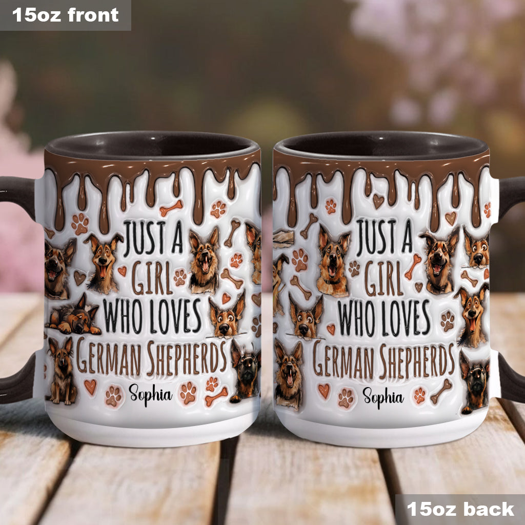 Mug personnalisé « Juste une fille qui adore les bergers allemands » avec motif berger allemand