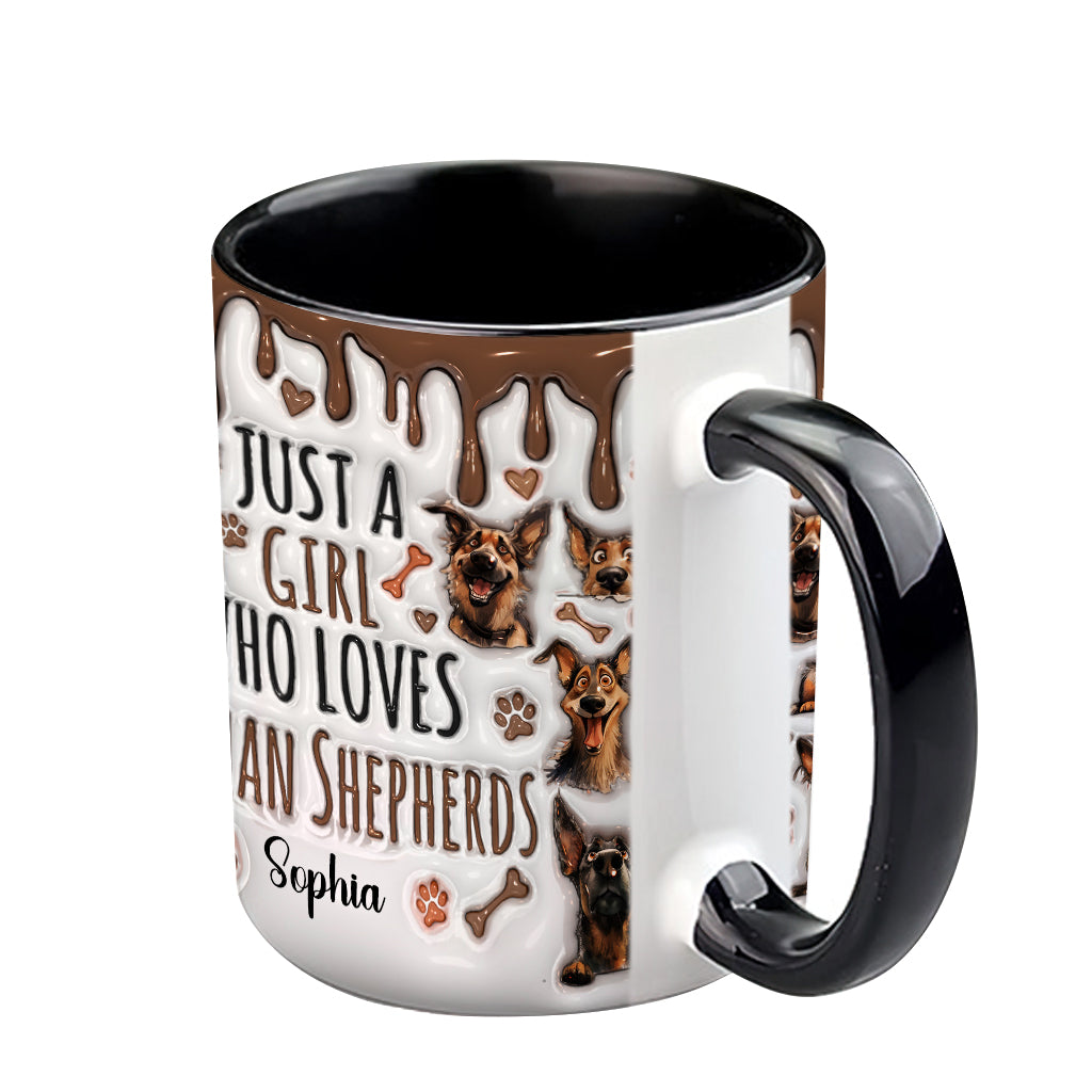 Mug personnalisé « Juste une fille qui adore les bergers allemands » avec motif berger allemand