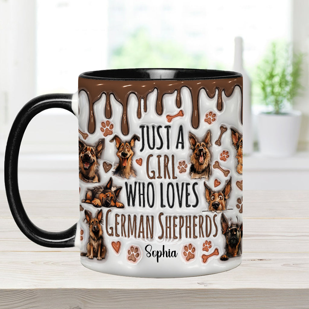 Mug personnalisé « Juste une fille qui adore les bergers allemands » avec motif berger allemand