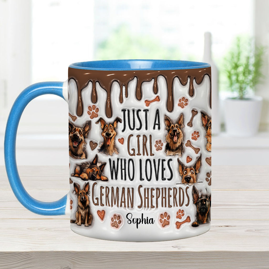 Mug personnalisé « Juste une fille qui adore les bergers allemands » avec motif berger allemand