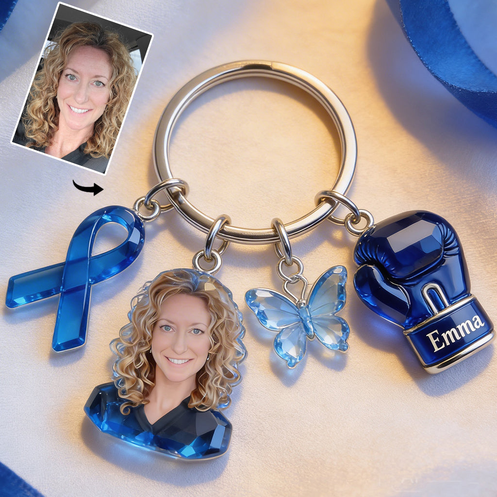 Foi, Espoir, Amour - Porte-clés personnalisé de sensibilisation au cancer du sein avec breloques