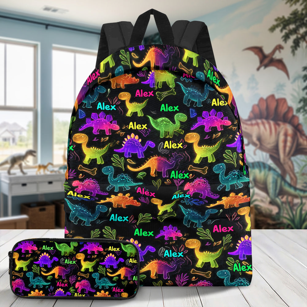 Cadeau dinosaure pour la rentrée scolaire des enfants - Sac à dos et trousse personnalisés pour enfant