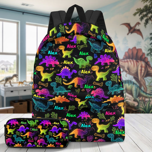 Cadeau dinosaure pour la rentrée scolaire des enfants - Sac à dos et trousse personnalisés pour enfant