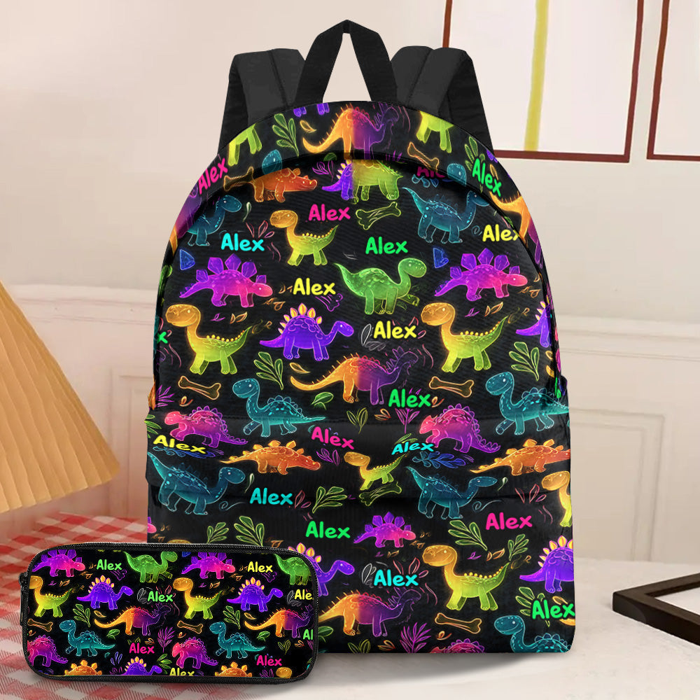 Cadeau dinosaure pour la rentrée scolaire des enfants - Sac à dos et trousse personnalisés pour enfant