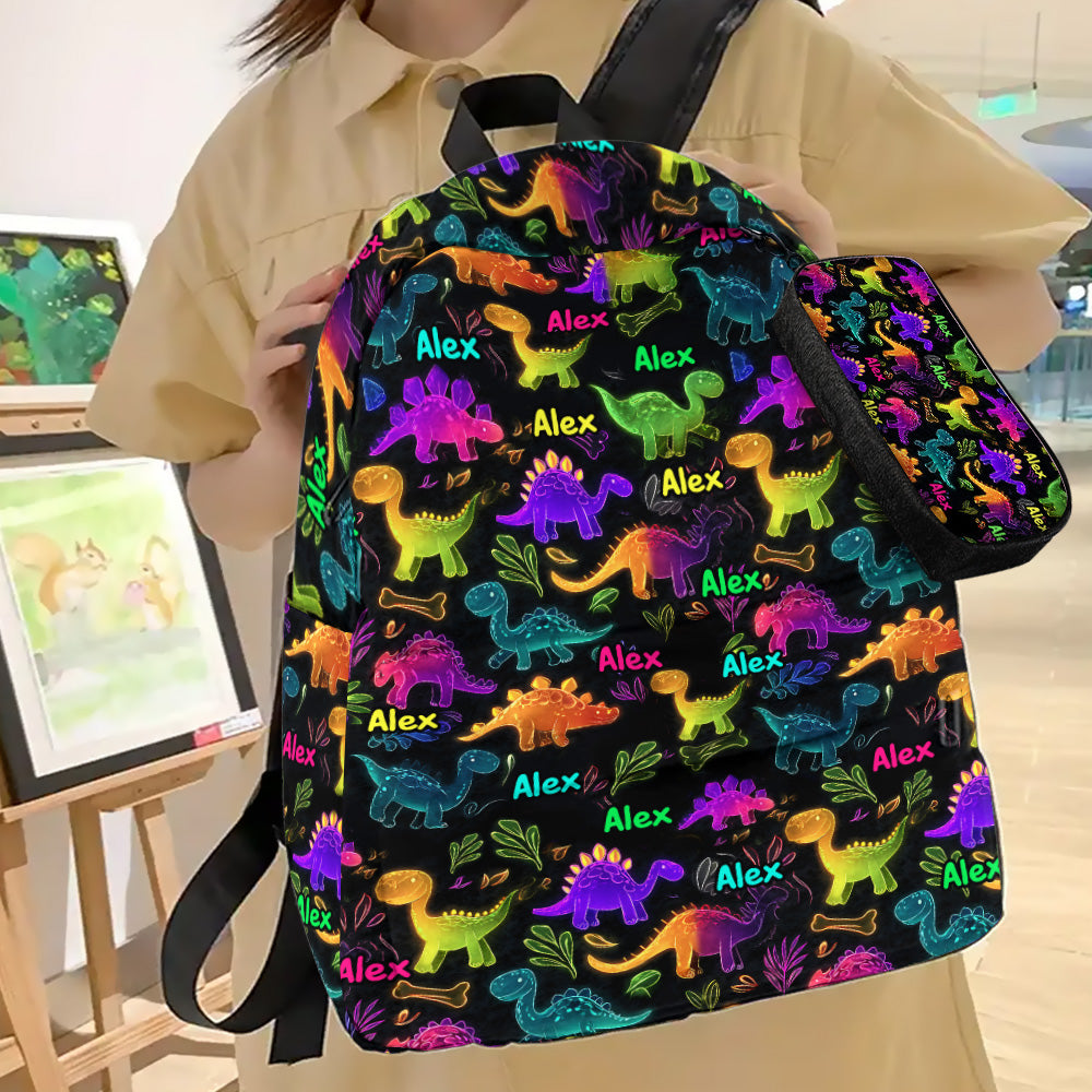 Cadeau dinosaure pour la rentrée scolaire des enfants - Sac à dos et trousse personnalisés pour enfant