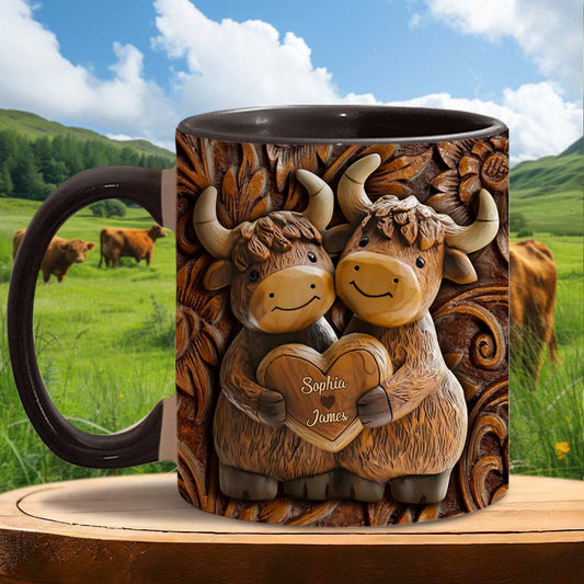 Couple de vaches des Highlands adorable - Mug personnalisé à motif vache des Highlands