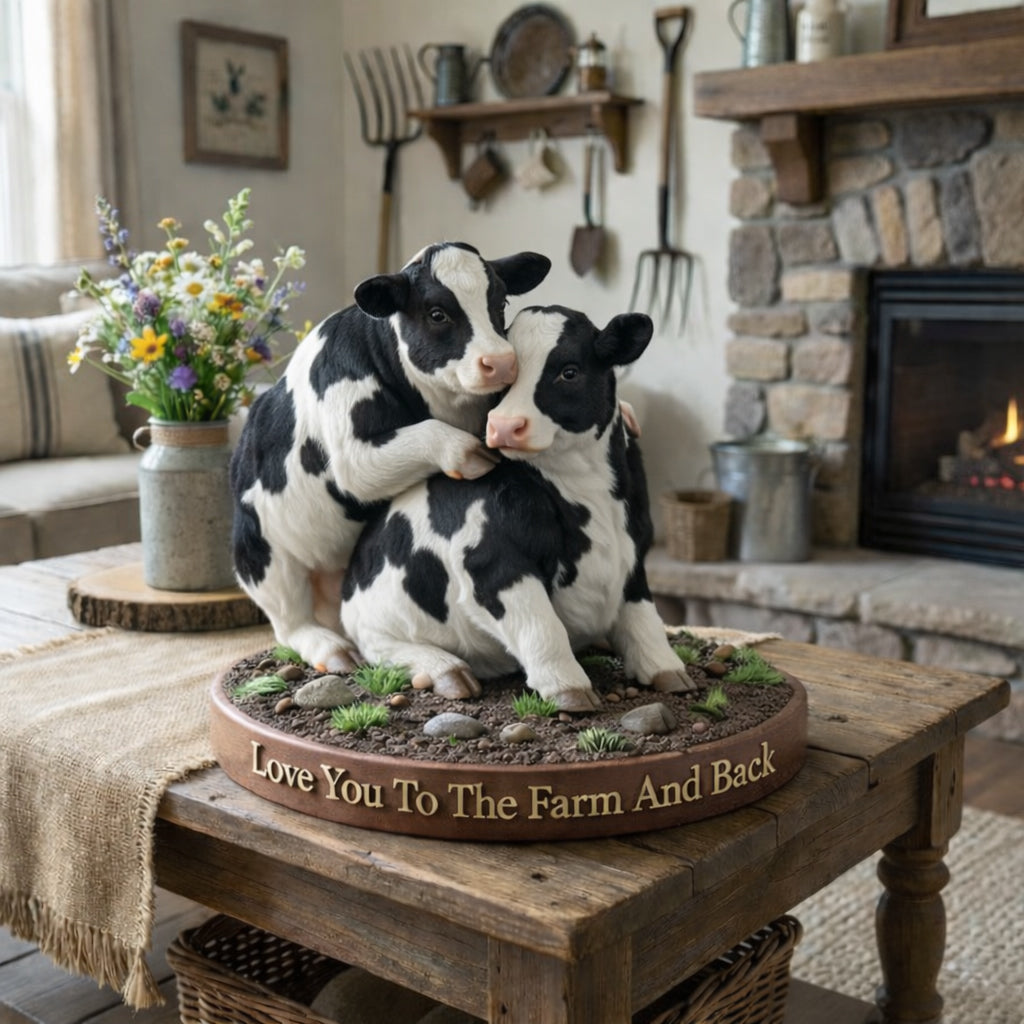 Couple de vaches coquines, cadeau amusant pour fermier - Plaque acrylique personnalisée en forme de fermier