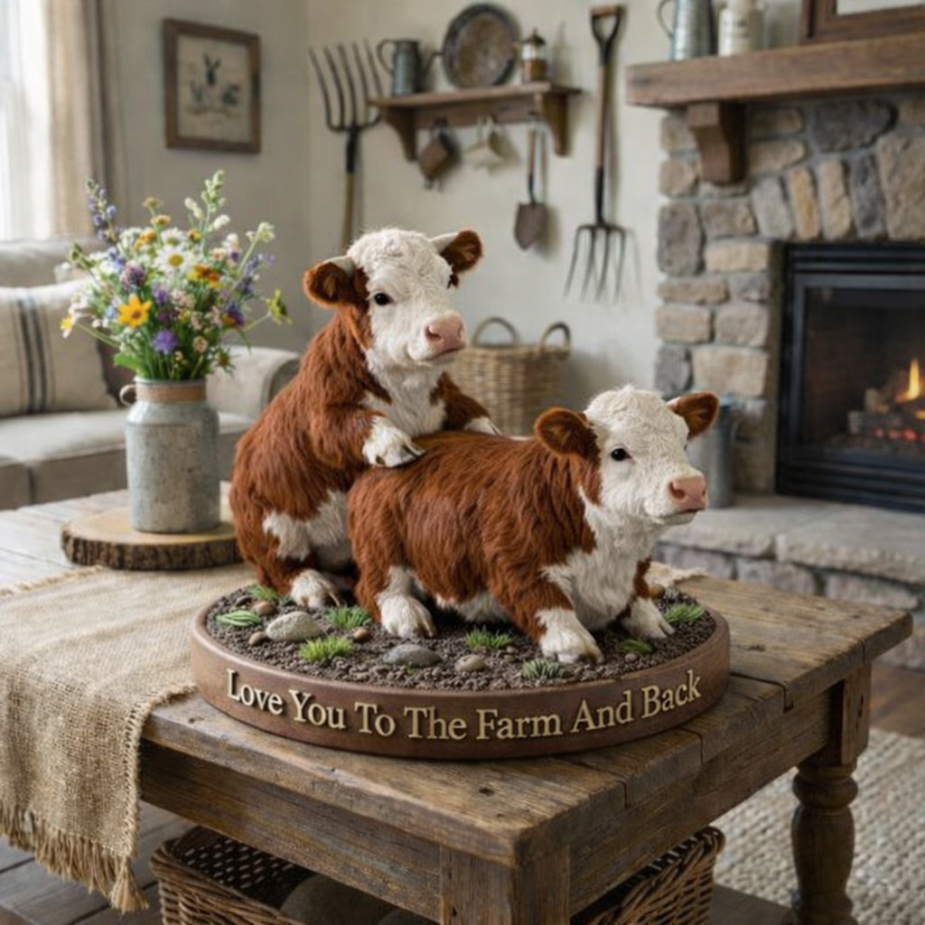 Couple de vaches coquines, cadeau amusant pour fermier - Plaque acrylique personnalisée en forme de fermier