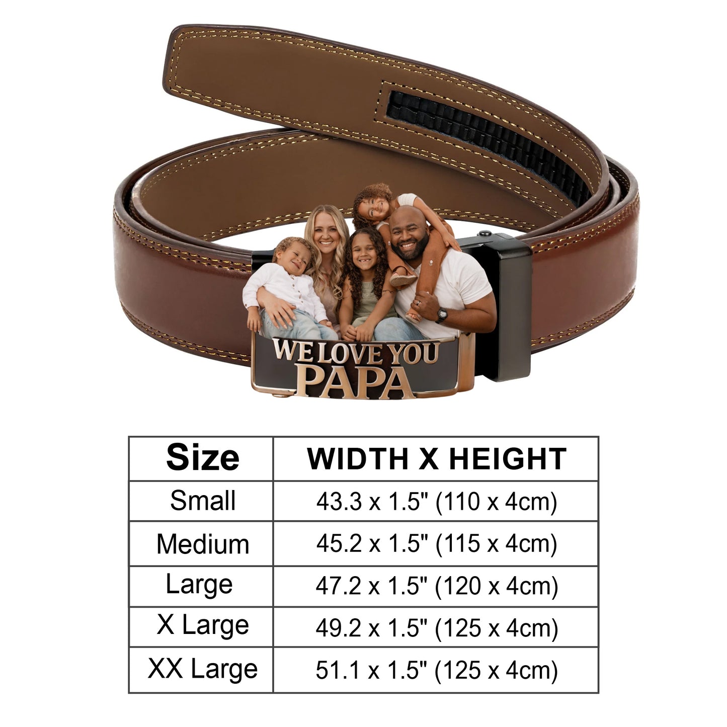 Best Dad Ever - Personalized Father Leather Belt With Shaped Buckle