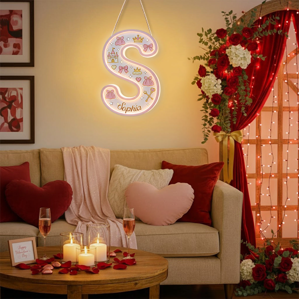 Lettre Princesse - Panneau lumineux LED personnalisé pour enfant en acrylique