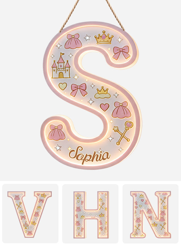 Lettre Princesse - Panneau lumineux LED personnalisé pour enfant en acrylique