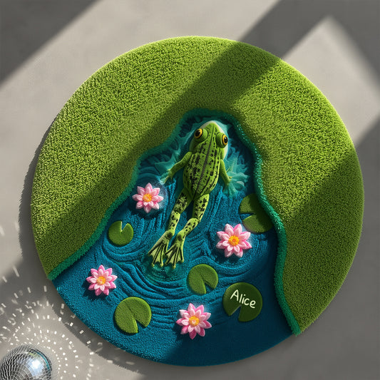 Tapis Personnalisé Antidérapant Grenouille Magnifique dans le Lac de Lotus