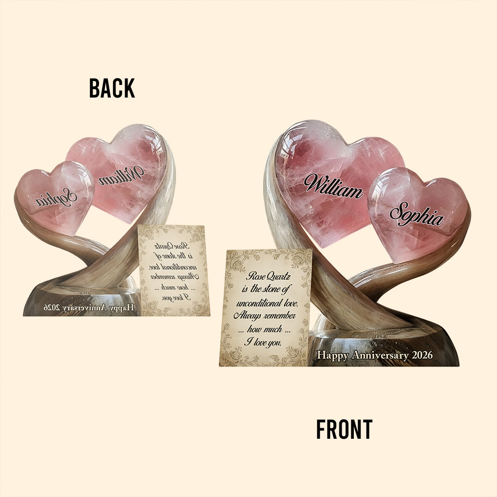 Plaque acrylique personnalisée en forme de quartz rose, cadeau d'anniversaire, cadeau de Saint-Valentin, amour inconditionnel - Cadeau personnalisé pour couple