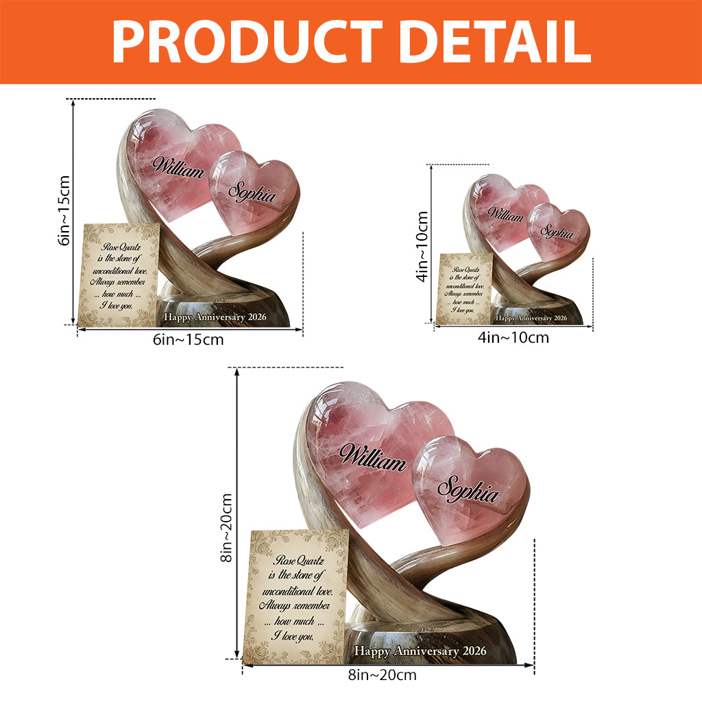 Plaque acrylique personnalisée en forme de quartz rose, cadeau d'anniversaire, cadeau de Saint-Valentin, amour inconditionnel - Cadeau personnalisé pour couple