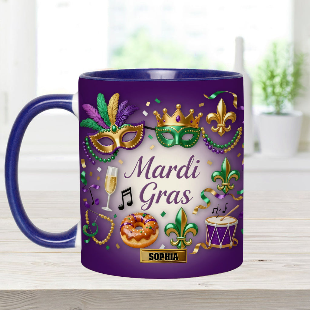 Joyeux Mardi Gras ! Mug et sous-verre personnalisés pour Mardi Gras