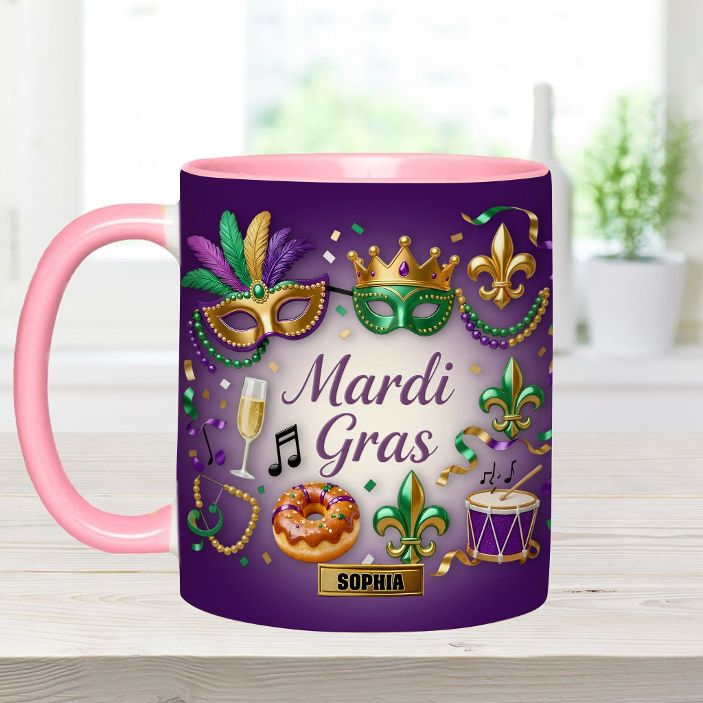 Joyeux Mardi Gras ! Mug et sous-verre personnalisés pour Mardi Gras