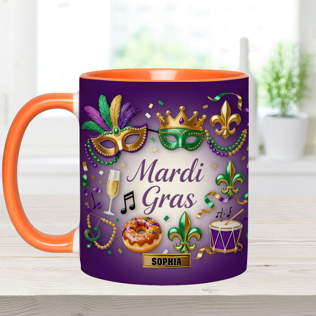 Joyeux Mardi Gras ! Mug et sous-verre personnalisés pour Mardi Gras