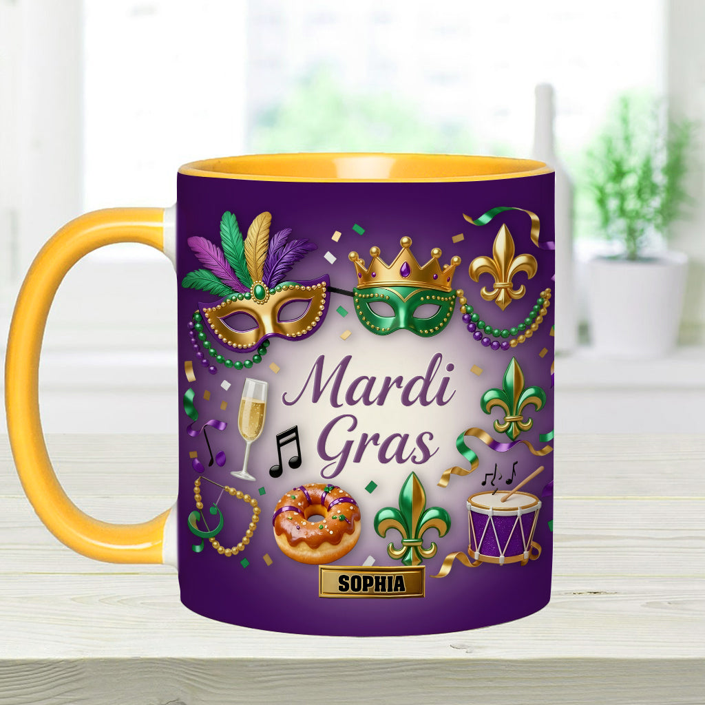 Joyeux Mardi Gras ! Mug et sous-verre personnalisés pour Mardi Gras