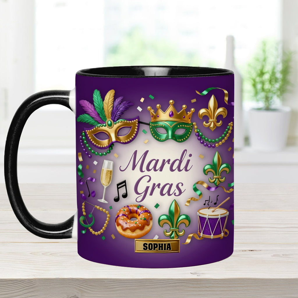 Joyeux Mardi Gras ! Mug et sous-verre personnalisés pour Mardi Gras