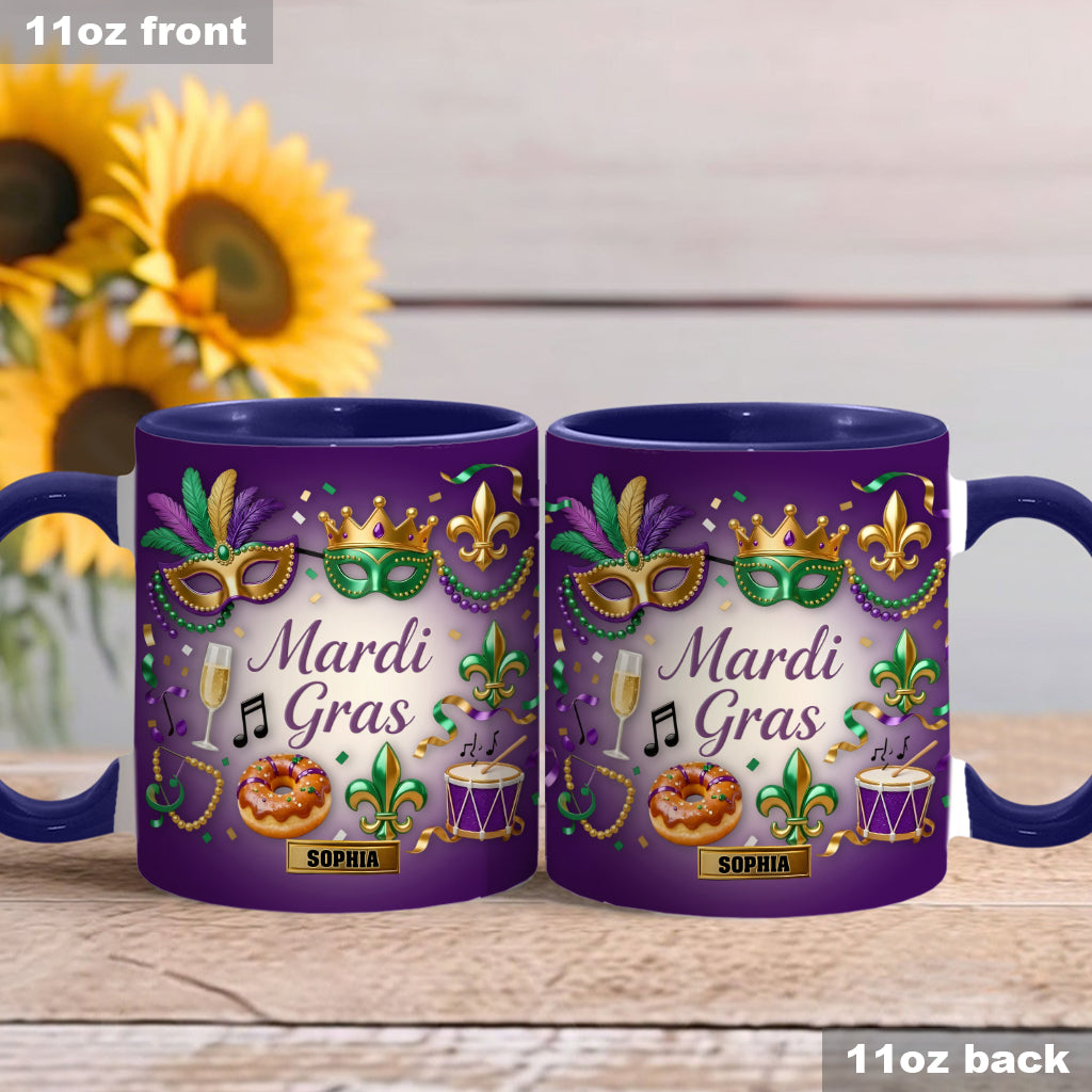 Joyeux Mardi Gras ! Mug et sous-verre personnalisés pour Mardi Gras