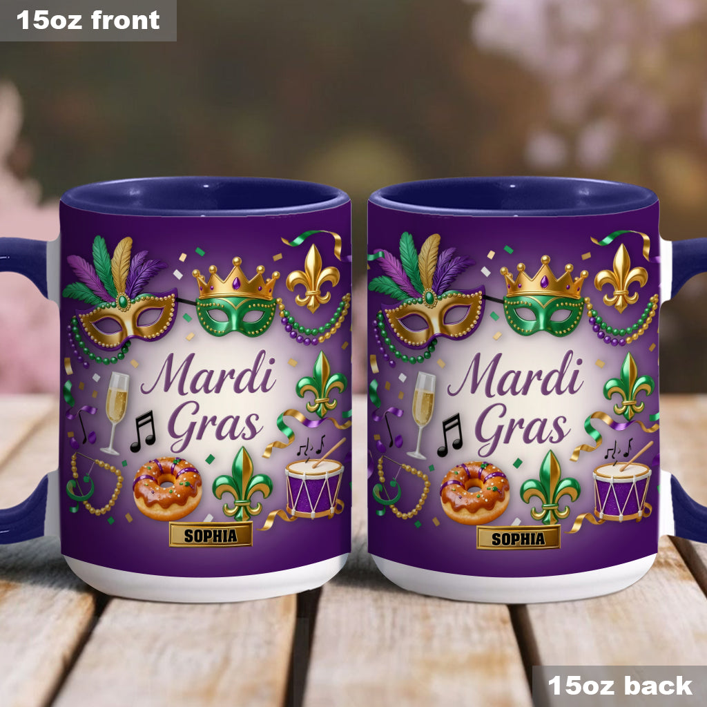 Joyeux Mardi Gras ! Mug et sous-verre personnalisés pour Mardi Gras