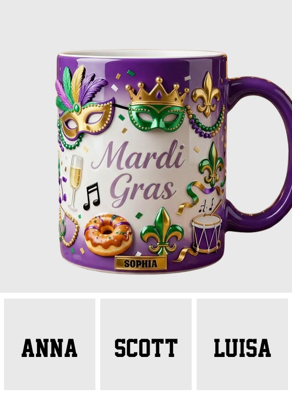 Joyeux Mardi Gras ! Mug et sous-verre personnalisés pour Mardi Gras