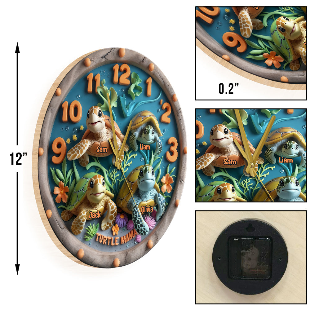 Horloge murale personnalisée Tortue Maman Tortue