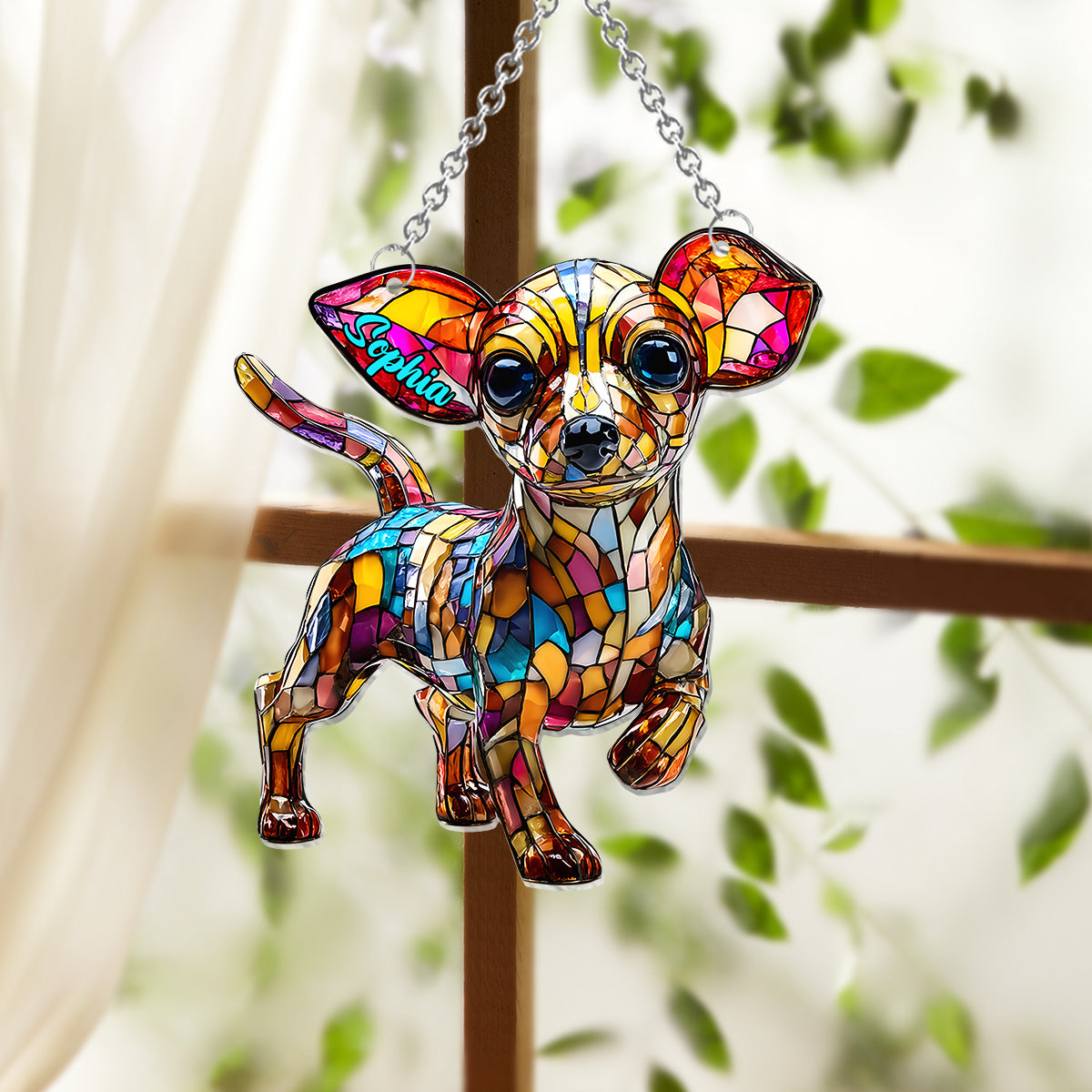Adorable Chihuahua - Personalized Chihuahua Window Hanging Suncatcher Ornament