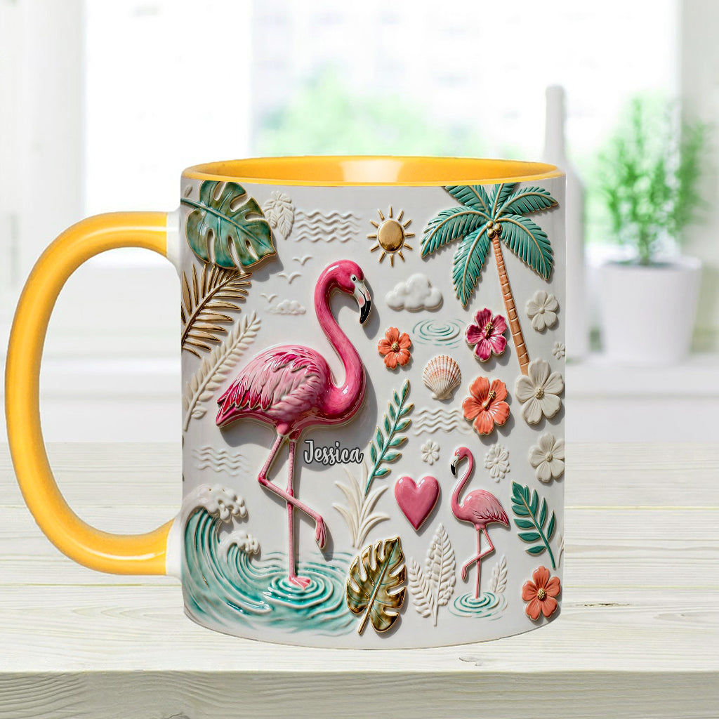 Mug et sous-verre personnalisés « Love Flamingo »