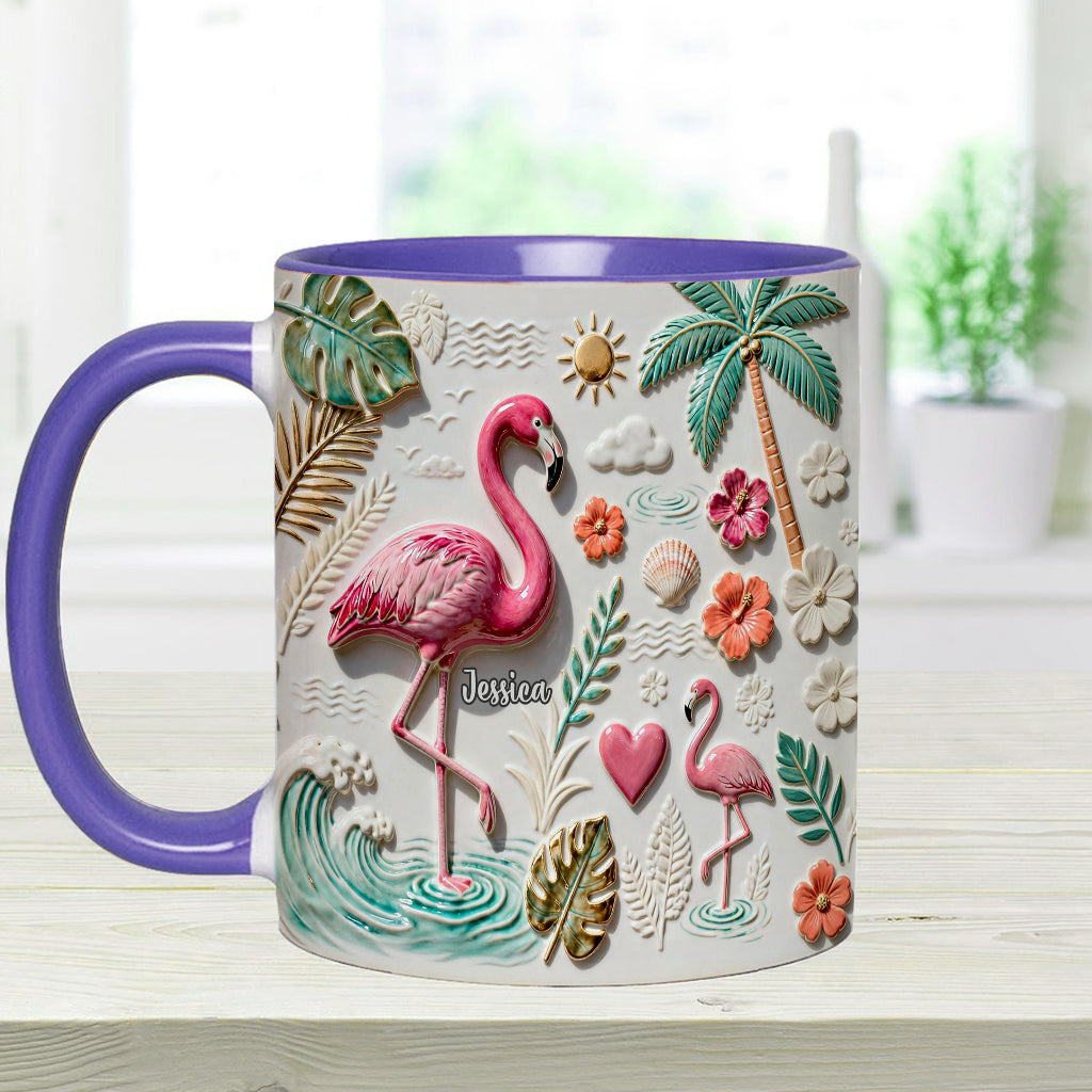 Mug et sous-verre personnalisés « Love Flamingo »