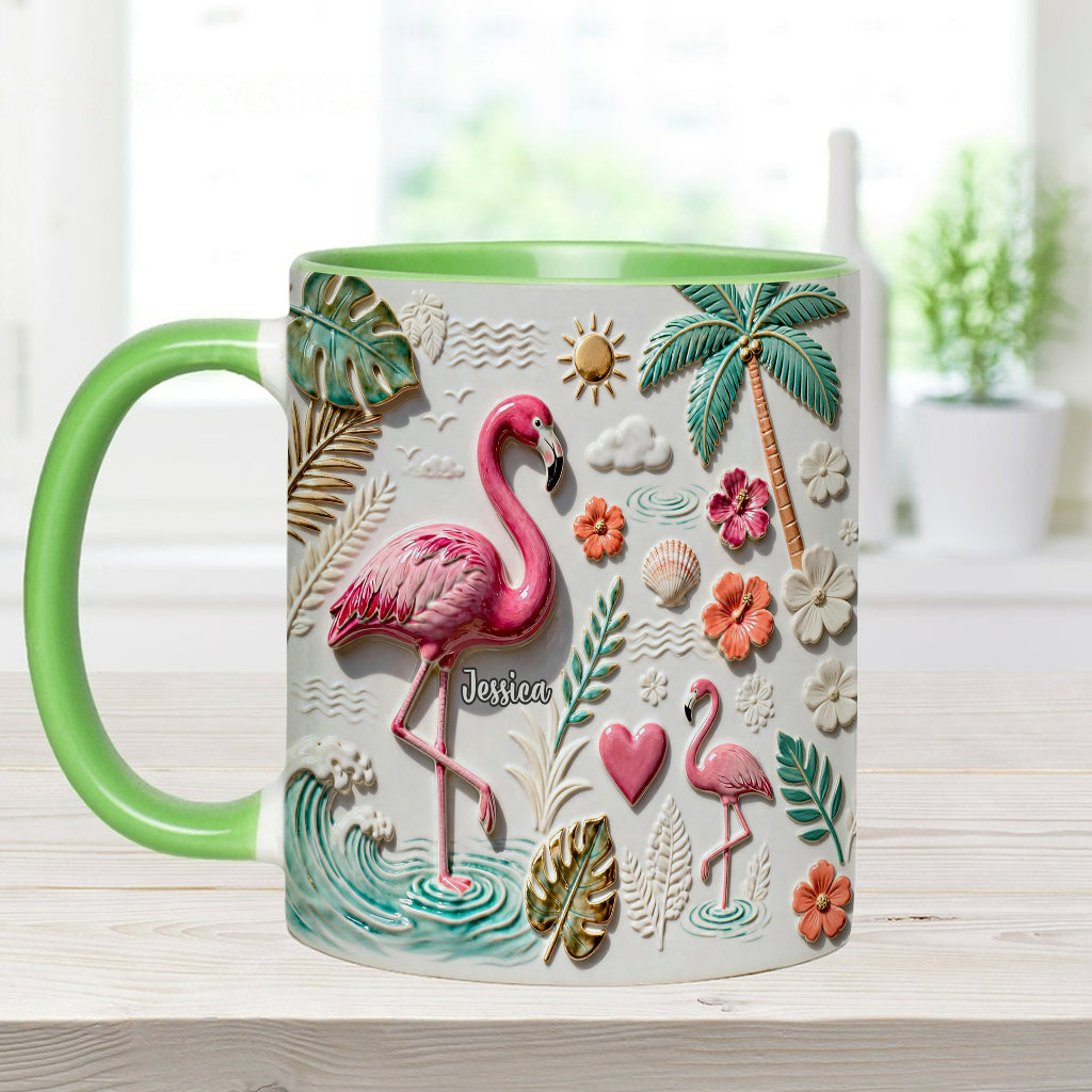 Mug et sous-verre personnalisés « Love Flamingo »