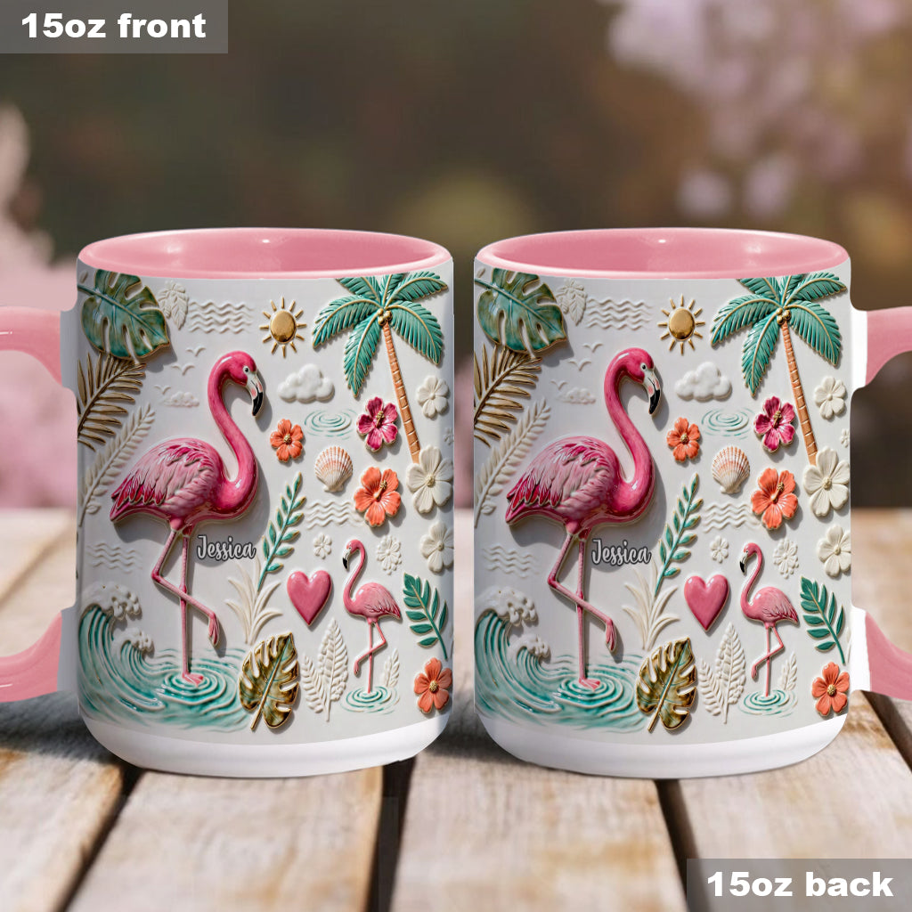 Mug et sous-verre personnalisés « Love Flamingo »