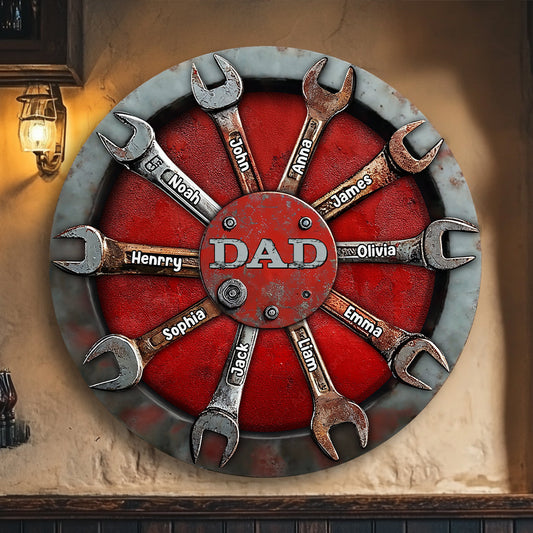 Outils de papa - Plaque ronde en métal personnalisée pour papa