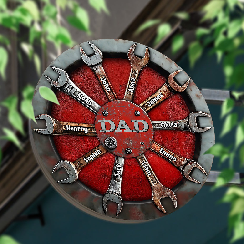 Dad's Tools - Personalized Father Round Metal Sign